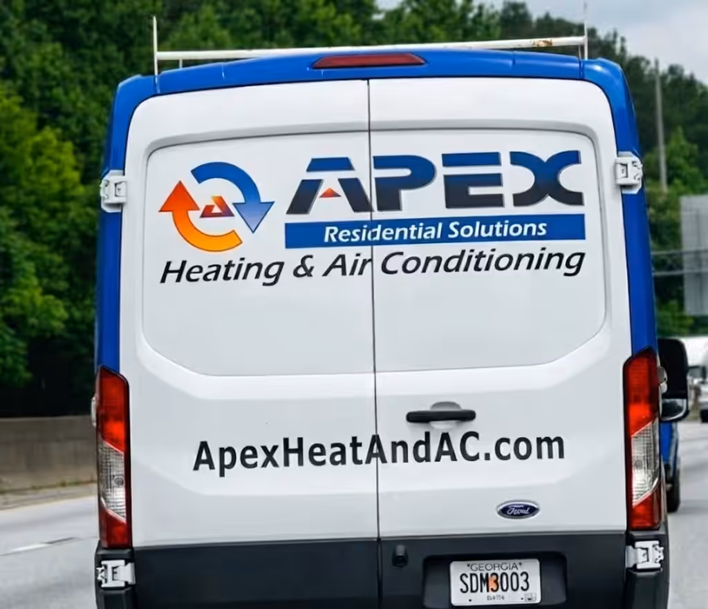 Apex Residential Solutions HVAC truck on the road to a job